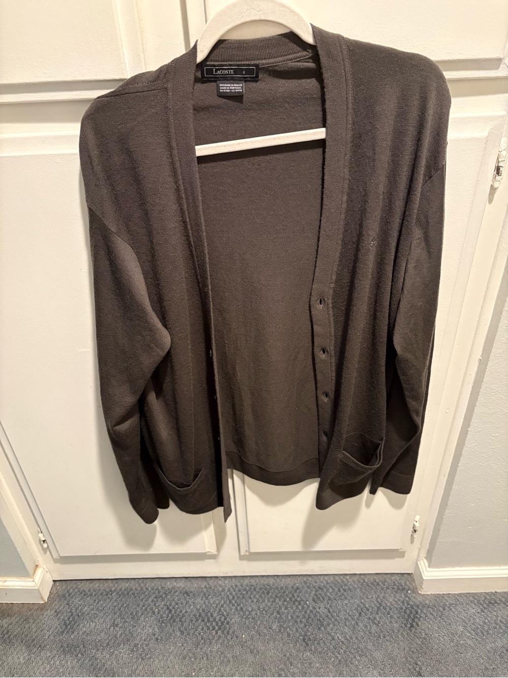 Lacoste Women's kaki olive greenOpen Cardigan Sweater